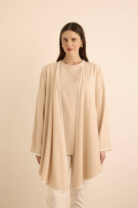 AKER BEJ NAKIŞ VE BİYELİ TENCEL TWEEN SET - 1