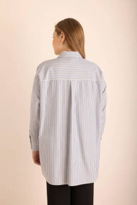 AKER LACİVERT ÇİZGİLİ COTTON GÖMLEK - 2