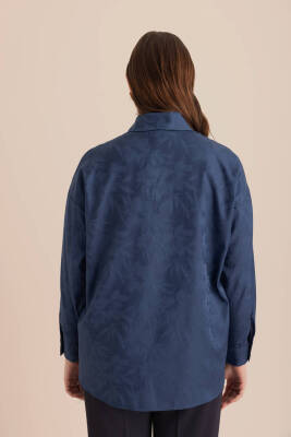 AKER LACİVERT JAKAR DESENLİ COTTON GÖMLEK - 2