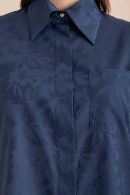 AKER LACİVERT JAKAR DESENLİ COTTON GÖMLEK - 6