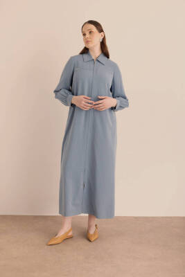 AKER LACİVERT ÖNDEN FERMUARLI TENCEL COTTON FERACE - 2