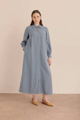 AKER LACİVERT ÖNDEN FERMUARLI TENCEL COTTON FERACE - 3