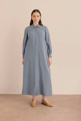 AKER LACİVERT ÖNDEN FERMUARLI TENCEL COTTON FERACE - 4