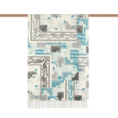 İPEKEVİ BEYAZ PATCHWORK DESEN İPEK ŞAL - 2