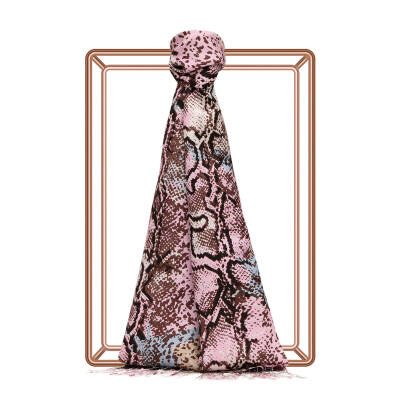 İPEKEVİ GÜMÜŞ PEMBE PİTON DESENLİ İPEK ŞAL - 1