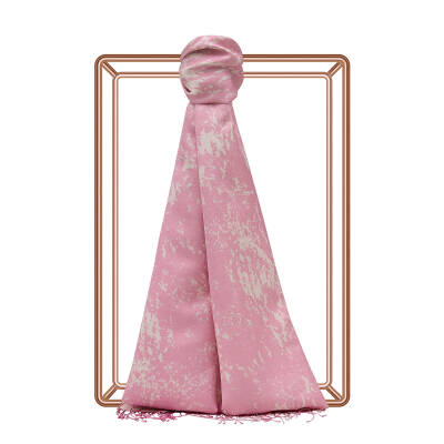 İPEKEVİ PEMBE MERMER DESEN İPEK ŞAL - 1