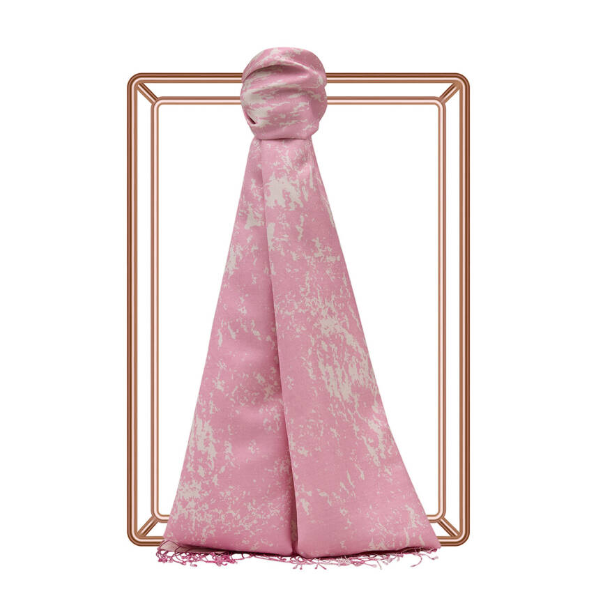 İPEKEVİ PEMBE MERMER DESEN İPEK ŞAL - 1