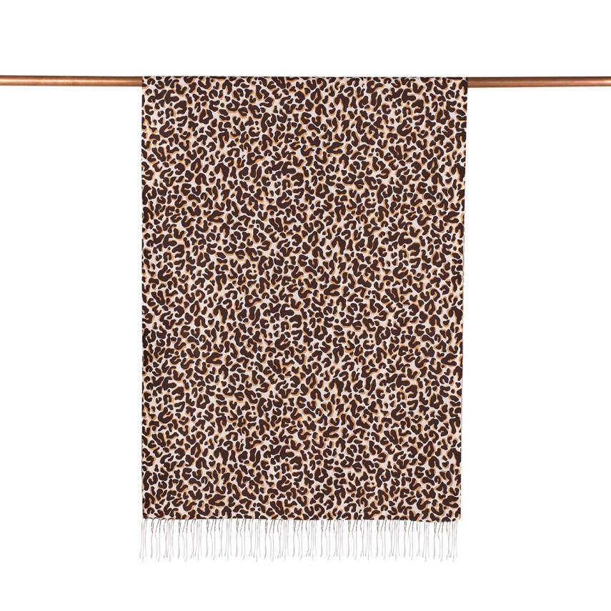 İPEKEVİ KAHVE LEOPAR DESENLİ İPEK ŞAL - 3