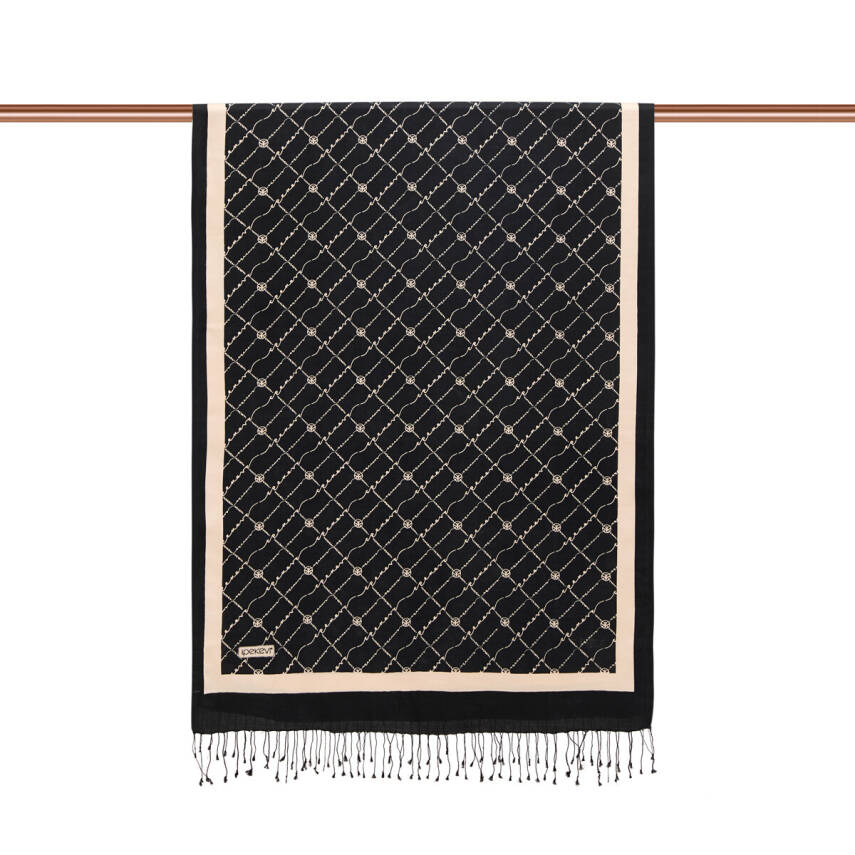 İPEKEVİ SİYAH MONOGRAM İPEK ŞAL - 2