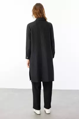 MİCCA DOKUMA KUMAŞ PANTOLONLU TAKIM SİYAH - 2