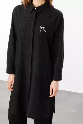 MİCCA DOKUMA KUMAŞ PANTOLONLU TAKIM SİYAH - 4