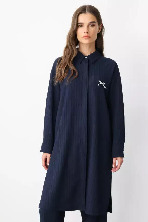 MİCCA DOKUMA KUMAŞ PANTOLONLU TAKIM LACİVERT - 3