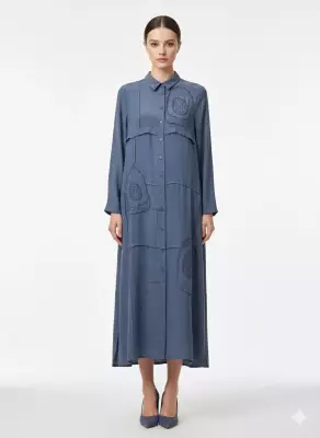 MİCCA EL İŞİ GARNİ DESEN ZAMANSIZ FERACE LACİVERT 