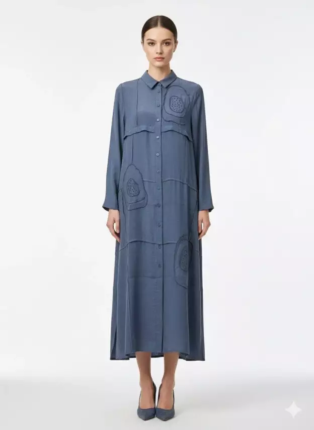 MİCCA EL İŞİ GARNİ DESEN ZAMANSIZ FERACE LACİVERT - 1