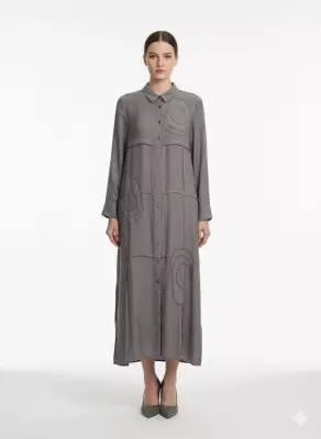 MİCCA EL İŞİ GARNİ DESEN ZAMANSIZ FERACE GRİ 