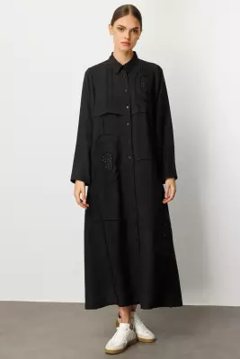 MİCCA EL İŞİ GARNİ DESEN ZAMANSIZ FERACE SİYAH - 1