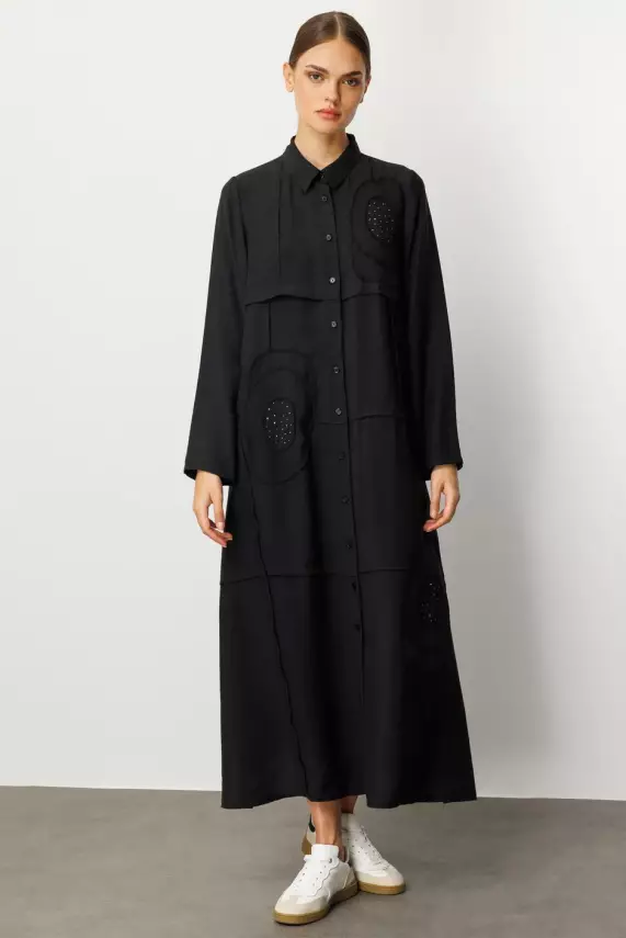 MİCCA EL İŞİ GARNİ DESEN ZAMANSIZ FERACE SİYAH - 1