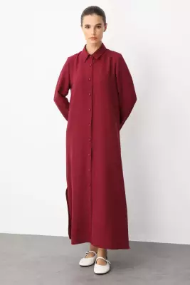 MİCCA İPEKÇE DOKULU PANTOLON TAKIM BORDO - 2