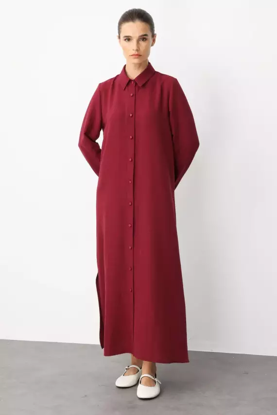 MİCCA İPEKÇE DOKULU PANTOLON TAKIM BORDO - 2