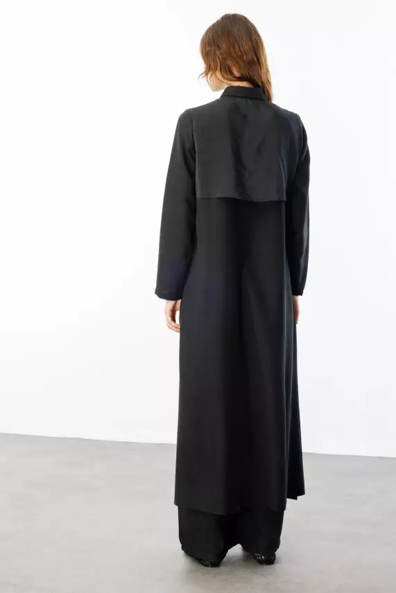 MİCCA İPEKÇE DOKULU PANTOLON TAKIM SİYAH - 4