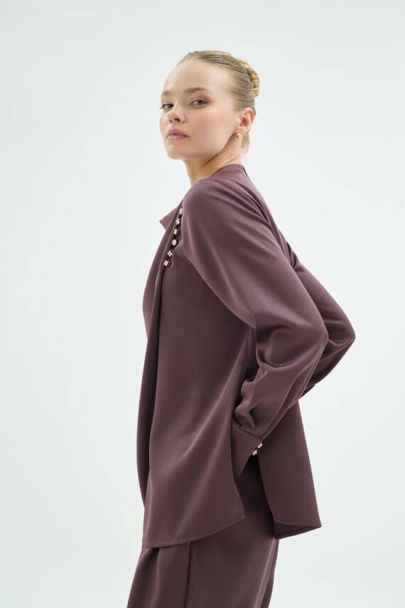 SENNA NATALİ BLUZ KAHVE RENGİ - 5