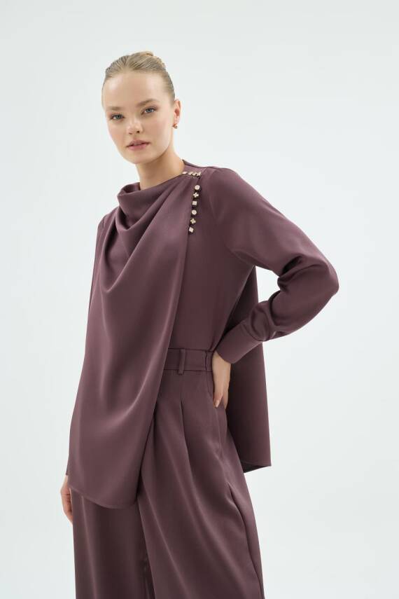 SENNA NATALİ BLUZ KAHVE RENGİ - 1