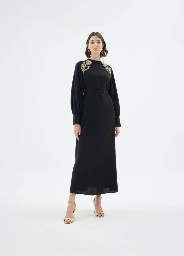 SENNA ROSE ELBİSE SİYAH - 1