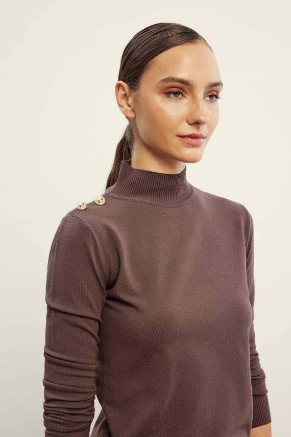 VENÖVE PETY TRİKO BLUZ KAHVE RENGİ - 1
